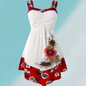 Rosegal Dress w/Flowers knee length sleeveless plus size, NWT